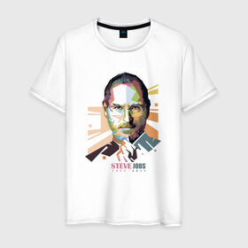 Мужская футболка хлопок с принтом Стив Джобс , 100% хлопок | прямой крой, круглый вырез горловины, длина до линии бедер, слегка спущенное плечо. | Тематика изображения на принте: apple | брэнд | джобс | стив | эпл