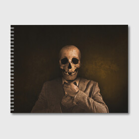Альбом для рисования с принтом Скелет в пиджаке , 100% бумага
 | матовая бумага, плотность 200 мг. | кости | пиджак | скелет | ужас | череп
