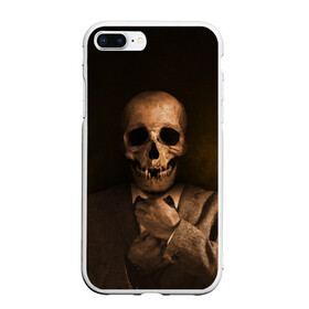 Чехол для iPhone 7Plus/8 Plus матовый с принтом Скелет в пиджаке , Силикон | Область печати: задняя сторона чехла, без боковых панелей | кости | пиджак | скелет | ужас | череп