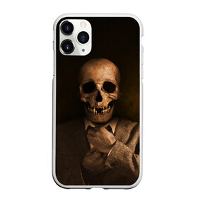 Чехол для iPhone 11 Pro матовый с принтом Скелет в пиджаке , Силикон |  | кости | пиджак | скелет | ужас | череп