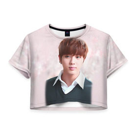 Женская футболка 3D укороченная с принтом Kim SeokJin , 100% полиэстер | круглая горловина, длина футболки до линии талии, рукава с отворотами | bangtan | bangtan boys | bts | bulletproof boy scouts | k pop | kpop | ви | вишня | джей хоуп | джин | к поп | корейская попса | кпоп | рэп монстр | чимин | чонг | шуга
