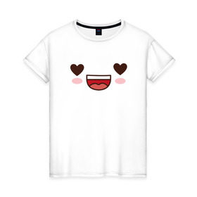 Женская футболка хлопок с принтом Каваи , 100% хлопок | прямой крой, круглый вырез горловины, длина до линии бедер, слегка спущенное плечо | возмущение | каваи | кавай | любовь | подмигивание | поцелуй | радость | слезы | смущение | удивление | улыбка | шок | эмоции