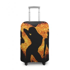 Чехол для чемодана 3D с принтом Танец огня , 86% полиэфир, 14% спандекс | двустороннее нанесение принта, прорези для ручек и колес | любовь | огонь | пламя | сердце | танец