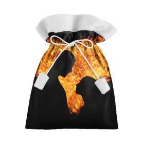Подарочный 3D мешок с принтом Огненная любовь , 100% полиэстер | Размер: 29*39 см | Тематика изображения на принте: любовь | огонь | пламя | сердце | танец