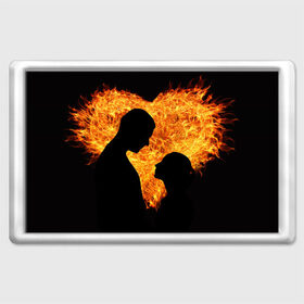Магнит 45*70 с принтом Огненная любовь , Пластик | Размер: 78*52 мм; Размер печати: 70*45 | Тематика изображения на принте: любовь | огонь | пламя | сердце | танец