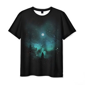 Мужская футболка 3D с принтом Взгляд на звезды , 100% полиэфир | прямой крой, круглый вырез горловины, длина до линии бедер | cosmos | galaxy | hipster | moon | night | planet | space | star | universe | вселенная | галактика | звезды | космос | луна | ночь | планета | хипстер