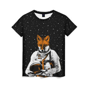 Женская футболка 3D с принтом Лис космонавт , 100% полиэфир ( синтетическое хлопкоподобное полотно) | прямой крой, круглый вырез горловины, длина до линии бедер | animal | astronaut | beast | cosmonaut | cosmos | fox | galaxy | hipster | moon | night | planet | space | star | universe | вселенная | галактика | животное | звезды | зверь | космос | лис | луна | пла