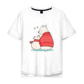 Мужская футболка хлопок Oversize с принтом Белые Мишки , 100% хлопок | свободный крой, круглый ворот, “спинка” длиннее передней части | christmas | hipster | new year | winter | зима | новый год | рождество | хипстер