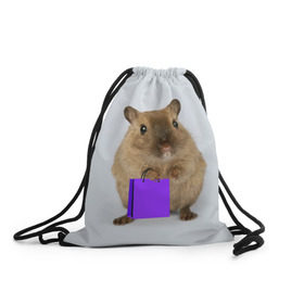 Рюкзак-мешок 3D с принтом Хомяк с сумкой , 100% полиэстер | плотность ткани — 200 г/м2, размер — 35 х 45 см; лямки — толстые шнурки, застежка на шнуровке, без карманов и подкладки | грызун | животные | крыса | мышь | хомяк | яблоко
