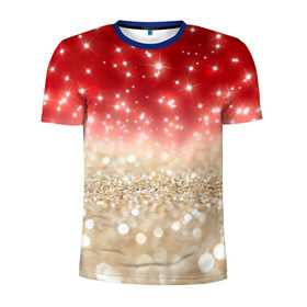 Мужская футболка 3D спортивная с принтом Золотой звездопад , 100% полиэстер с улучшенными характеристиками | приталенный силуэт, круглая горловина, широкие плечи, сужается к линии бедра | год | звездопад | золото | новый | рождество | сочельник | эксклюзив