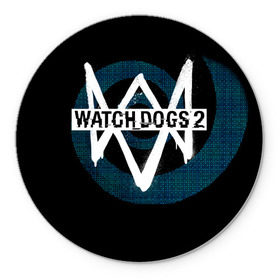 Коврик круглый с принтом Watch Dogs 2 , резина и полиэстер | круглая форма, изображение наносится на всю лицевую часть | dogs | ubisoft | watch | watchdogs | псы | сторожевые | хакер