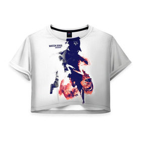 Женская футболка 3D укороченная с принтом Watch Dogs 2 , 100% полиэстер | круглая горловина, длина футболки до линии талии, рукава с отворотами | dogs | ubisoft | watch | псы | сторожевые