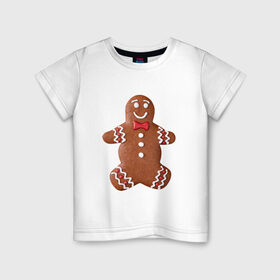 Детская футболка хлопок с принтом Новый год, Печенька! , 100% хлопок | круглый вырез горловины, полуприлегающий силуэт, длина до линии бедер | новыйгод | печенька