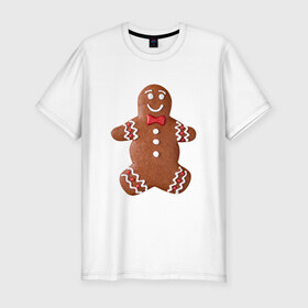 Мужская футболка премиум с принтом Новый год, Печенька! , 92% хлопок, 8% лайкра | приталенный силуэт, круглый вырез ворота, длина до линии бедра, короткий рукав | новыйгод | печенька