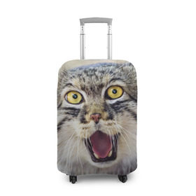 Чехол для чемодана 3D с принтом Дикий кот , 86% полиэфир, 14% спандекс | двустороннее нанесение принта, прорези для ручек и колес | animal | cat | eyes | jaws | predator | teeth | wild | взгляд | дикий | животное | клыки | кот | пасть | хищник