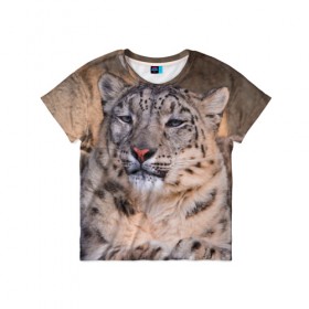Детская футболка 3D с принтом Леопард , 100% гипоаллергенный полиэфир | прямой крой, круглый вырез горловины, длина до линии бедер, чуть спущенное плечо, ткань немного тянется | animal | leopard | look | predator | spotted | wild | взгляд | дикий | животное | леопард | пятнистый | хищник