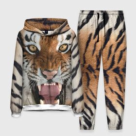Мужской костюм 3D (с толстовкой) с принтом Тигр ,  |  | Тематика изображения на принте: animal | predator | striped | tiger | view | wild | взгляд | дикий | животное | полосатый | тигр | хищник