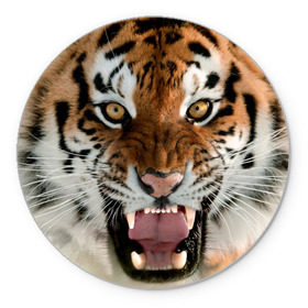 Коврик круглый с принтом Тигр , резина и полиэстер | круглая форма, изображение наносится на всю лицевую часть | animal | predator | striped | tiger | view | wild | взгляд | дикий | животное | полосатый | тигр | хищник