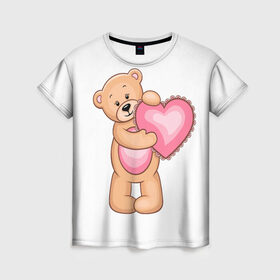 Женская футболка 3D с принтом Teddy Bear , 100% полиэфир ( синтетическое хлопкоподобное полотно) | прямой крой, круглый вырез горловины, длина до линии бедер | teddy bear девушкам медведь тедди