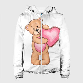 Женская куртка 3D с принтом Teddy Bear , ткань верха — 100% полиэстер, подклад — флис | прямой крой, подол и капюшон оформлены резинкой с фиксаторами, два кармана без застежек по бокам, один большой потайной карман на груди. Карман на груди застегивается на липучку | teddy bear девушкам медведь тедди