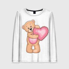 Женский лонгслив 3D с принтом Teddy Bear , 100% полиэстер | длинные рукава, круглый вырез горловины, полуприлегающий силуэт | teddy bear девушкам медведь тедди