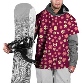 Накидка на куртку 3D с принтом Снежинки бордо , 100% полиэстер |  | год петуха | детям | любимым. | новый год | подарок | популярное | снег | снежинки
