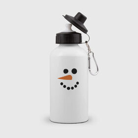 Бутылка спортивная с принтом Снеговик минимализм , металл | емкость — 500 мл, в комплекте две пластиковые крышки и карабин для крепления | Тематика изображения на принте: год петуха | детям | крутой снеговик | любимым. | минимализм | морковка | новый год | подарок | популярное | снег | снеговик
