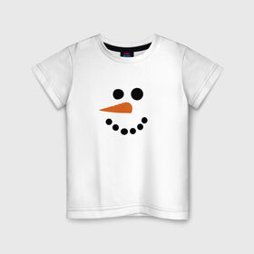 Детская футболка хлопок с принтом Снеговик минимализм , 100% хлопок | круглый вырез горловины, полуприлегающий силуэт, длина до линии бедер | год петуха | детям | крутой снеговик | любимым. | минимализм | морковка | новый год | подарок | популярное | снег | снеговик