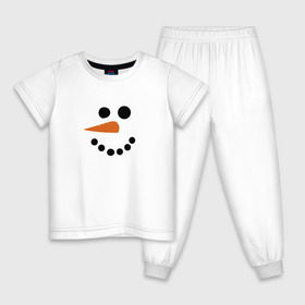 Детская пижама хлопок с принтом Снеговик минимализм , 100% хлопок |  брюки и футболка прямого кроя, без карманов, на брюках мягкая резинка на поясе и по низу штанин
 | год петуха | детям | крутой снеговик | любимым. | минимализм | морковка | новый год | подарок | популярное | снег | снеговик
