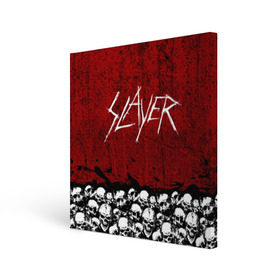 Холст квадратный с принтом Slayer Red , 100% ПВХ |  | metal | rock | метал | рок | слэйер | трэш | череп