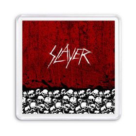 Магнит 55*55 с принтом Slayer Red , Пластик | Размер: 65*65 мм; Размер печати: 55*55 мм | Тематика изображения на принте: metal | rock | метал | рок | слэйер | трэш | череп