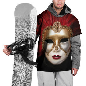 Накидка на куртку 3D с принтом Венецианская маска , 100% полиэстер |  | Тематика изображения на принте: венеция | италия | карнавал | красный | лицо | перья