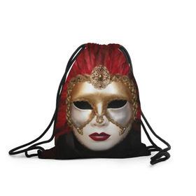 Рюкзак-мешок 3D с принтом Венецианская маска , 100% полиэстер | плотность ткани — 200 г/м2, размер — 35 х 45 см; лямки — толстые шнурки, застежка на шнуровке, без карманов и подкладки | венеция | италия | карнавал | красный | лицо | перья