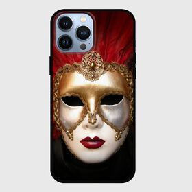 Чехол для iPhone 13 Pro Max с принтом Венецианская маска ,  |  | венеция | италия | карнавал | красный | лицо | перья