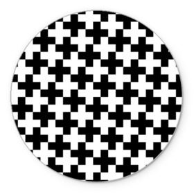 Коврик круглый с принтом Крест , резина и полиэстер | круглая форма, изображение наносится на всю лицевую часть | cross | крест | оптическая иллюзия | орнамент | узор | чёрно белый