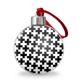 Ёлочный шар с принтом Крест , Пластик | Диаметр: 77 мм | cross | крест | оптическая иллюзия | орнамент | узор | чёрно белый