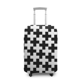 Чехол для чемодана 3D с принтом Крест , 86% полиэфир, 14% спандекс | двустороннее нанесение принта, прорези для ручек и колес | cross | крест | оптическая иллюзия | орнамент | узор | чёрно белый