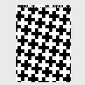 Скетчбук с принтом Крест , 100% бумага
 | 48 листов, плотность листов — 100 г/м2, плотность картонной обложки — 250 г/м2. Листы скреплены сверху удобной пружинной спиралью | cross | крест | оптическая иллюзия | орнамент | узор | чёрно белый