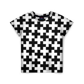 Детская футболка 3D с принтом Крест , 100% гипоаллергенный полиэфир | прямой крой, круглый вырез горловины, длина до линии бедер, чуть спущенное плечо, ткань немного тянется | cross | крест | оптическая иллюзия | орнамент | узор | чёрно белый