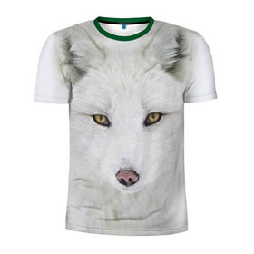 Мужская футболка 3D спортивная с принтом Полярная лиса , 100% полиэстер с улучшенными характеристиками | приталенный силуэт, круглая горловина, широкие плечи, сужается к линии бедра | animal | polar fox | predator | sly | white | wild | белая | дикая | животное | лиса | полярная | хитрая | хищник