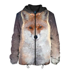 Мужская куртка 3D с принтом Лиса , ткань верха — 100% полиэстер, подклад — флис | прямой крой, подол и капюшон оформлены резинкой с фиксаторами, два кармана без застежек по бокам, один большой потайной карман на груди. Карман на груди застегивается на липучку | Тематика изображения на принте: animal | baby | fox | predator | red | sly | snow | view | wild | winter | взгляд | дикая | животное | зима | лиса | малыш | рыжая | снег | хитрая | хищник