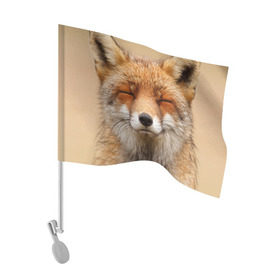 Флаг для автомобиля с принтом Лиса , 100% полиэстер | Размер: 30*21 см | Тематика изображения на принте: animal | baby | fox | look | predator | red | sly | wild | взгляд | дикая | животное | лиса | малыш | рыжая | хитрая | хищник