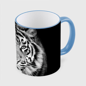 Кружка 3D с принтом Тигр , керамика | ёмкость 330 мл | animal | black   white | look | predator | tiger | wild | взгляд | дикий | животное | тигр | хищник | черно   белый