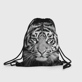 Рюкзак-мешок 3D с принтом Тигр , 100% полиэстер | плотность ткани — 200 г/м2, размер — 35 х 45 см; лямки — толстые шнурки, застежка на шнуровке, без карманов и подкладки | animal | black   white | look | predator | tiger | wild | взгляд | дикий | животное | тигр | хищник | черно   белый