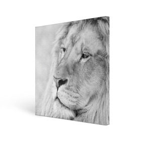 Холст квадратный с принтом Лев , 100% ПВХ |  | animal | black   white | king | lion | look | predator | wild | взгляд | дикий | животное | зверь | лев | хищник | царь | черно   белый