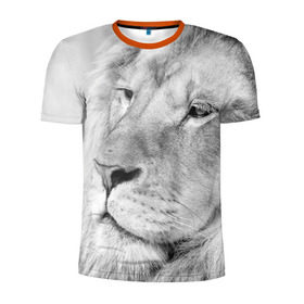 Мужская футболка 3D спортивная с принтом Лев , 100% полиэстер с улучшенными характеристиками | приталенный силуэт, круглая горловина, широкие плечи, сужается к линии бедра | animal | black   white | king | lion | look | predator | wild | взгляд | дикий | животное | зверь | лев | хищник | царь | черно   белый