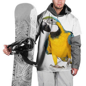 Накидка на куртку 3D с принтом Попугай ара , 100% полиэстер |  | желтый | птица | синий | экзотика