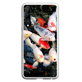 Чехол для Honor P30 с принтом Koi Fish (карпы кои) , Силикон | Область печати: задняя сторона чехла, без боковых панелей | bright | brocade | carp | color | decorative | depth | exotic | fish | koi | koi fish | sea | water | вода | глубина | декоративные | карпы | кои | море | парчовый | рыбки | цвет | экзотические | яркий