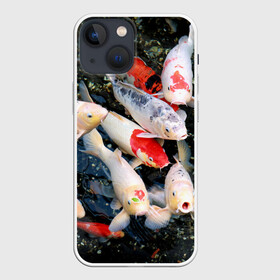 Чехол для iPhone 13 mini с принтом Koi Fish (карпы кои) ,  |  | bright | brocade | carp | color | decorative | depth | exotic | fish | koi | koi fish | sea | water | вода | глубина | декоративные | карпы | кои | море | парчовый | рыбки | цвет | экзотические | яркий