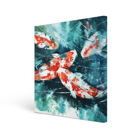 Холст квадратный с принтом Koi Fish (карпы кои) , 100% ПВХ |  | bright | brocade | carp | color | decorative | depth | exotic | fish | koi | koi fish | sea | water | вода | глубина | декоративные | карпы | кои | море | парчовый | рыбки | цвет | экзотические | яркий